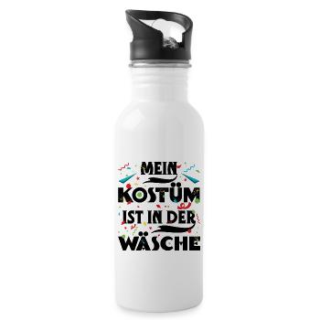 Mein Kostüm Ist In Der Wäsche Fasching - Trinkflasche mit integriertem Trinkhalm - Weiß - Rechts
