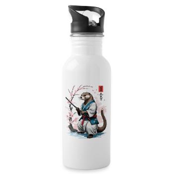 Lustigers Japon Vintage samouraï loutre Anime Design - Gourde avec paille intégrée - blanc - Droite