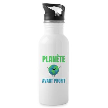 Planète Avant Profit Écologie - Gourde avec paille intégrée - blanc - Droite