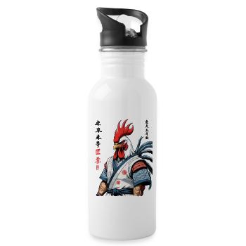 Samurai Ronin Kanji Streetwear Design - Water bottle with straw - white - Right
