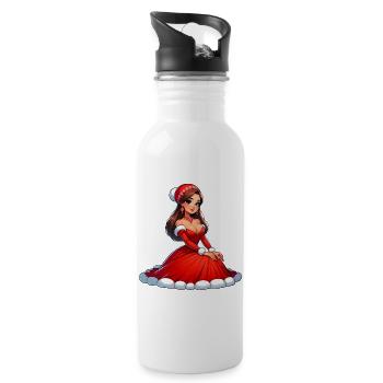 Ded Moroz Snegurotschka russischer Weihnachtsmann - Trinkflasche mit integriertem Trinkhalm - Weiß - Rechts