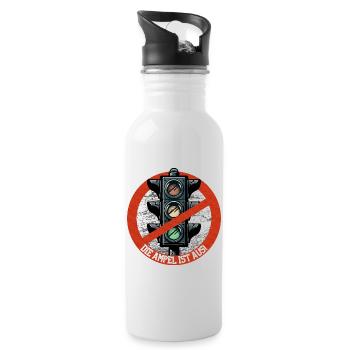 Die AMPEL ist AUS! - Trinkflasche mit integriertem Trinkhalm - Weiß - Rechts