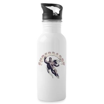 Super Dad Superheld Vater Geschenkidee Vatertag - Trinkflasche mit integriertem Trinkhalm - Weiß - Rechts