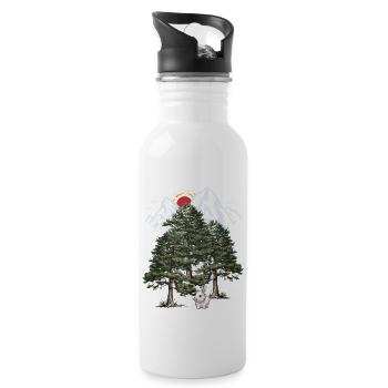 Alpen Hase Winter Schneefall Weihnachten Kaninchen - Trinkflasche mit integriertem Trinkhalm - Weiß - Rechts