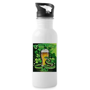 JOUR DE LA SAINT-PATRICK SERPENT BIÈRE TRÈFLE - Gourde avec paille intégrée - blanc - Droite
