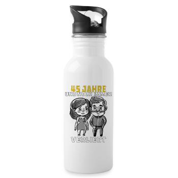 COUPLE 45 YEARS OLD AND STILL IN LOVE - Water bottle with straw - white - Right
