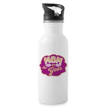 Mom of the Year best Mom in the world gift idea - Trinkflasche mit integriertem Trinkhalm - Weiß - Rechts
