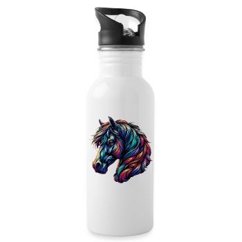 Cheval - Gourde avec paille intégrée - blanc - Droite