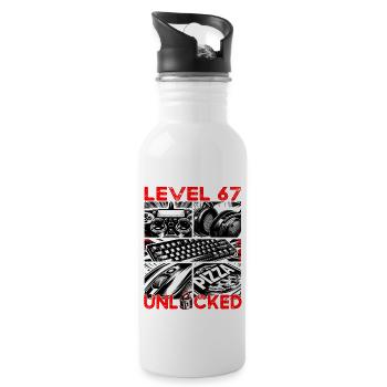 Geburtstag Level 67 freigeschaltet Gaming & Zocker - Trinkflasche mit integriertem Trinkhalm - Weiß - Rechts