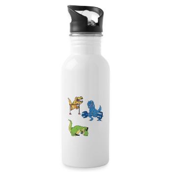 Struggle Is Real Dinosaurier Gym Fitness Saurier - Trinkflasche mit integriertem Trinkhalm - Weiß - Rechts