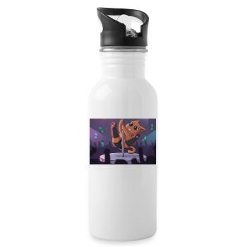 Tanzende Katze - Trinkflasche mit integriertem Trinkhalm - Weiß - Rechts