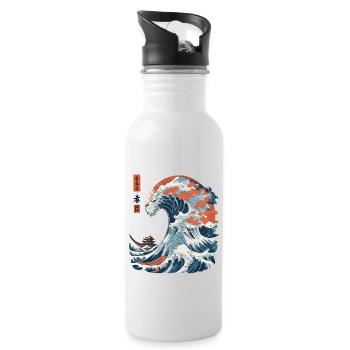 Monster Wave Japon Ukiyo-E Streetwear Vintage - Gourde avec paille intégrée - blanc - Droite