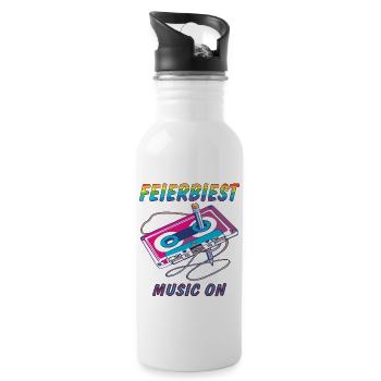 CASSETTE FEIERBIEST MUSIC ON - Water bottle with straw - white - Right