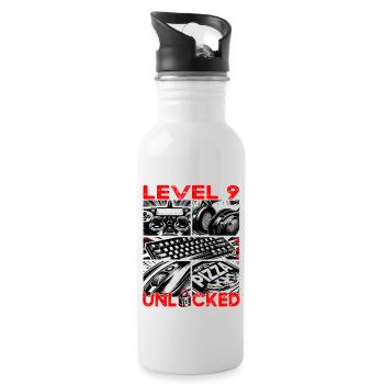 Birthday Level 9 Unlocked Gaming & Gamers - Water bottle with straw - white - Right