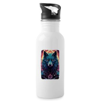 Spirit Wolf Fuchs Ästhetischer Japanischer Kitsune - Trinkflasche mit integriertem Trinkhalm - Weiß - Rechts