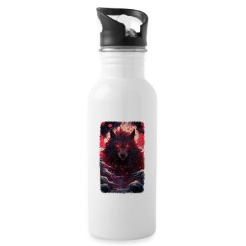 Spirit Wolf Fuchs Ästhetischer Japanischer Kitsune - Trinkflasche mit integriertem Trinkhalm - Weiß - Rechts