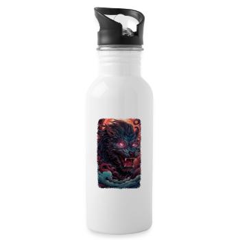 Spirit Wolf Fuchs Ästhetischer Japanischer Kitsune - Trinkflasche mit integriertem Trinkhalm - Weiß - Rechts
