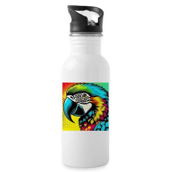 Perroquet Pop Art - Gourde avec paille intégrée - blanc - Droite