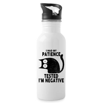 I Had My Patience Tested I'm Negative Black Cat - Water bottle with straw - white - Right