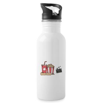 Funny Popcorn - Soirées cinéma Meilleur seau de pop-corn - Gourde avec paille intégrée - blanc - Droite
