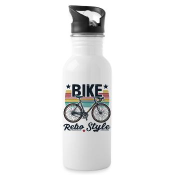 Retro-Bike-Design mit leuchtenden Streifen - Trinkflasche mit integriertem Trinkhalm - Weiß - Rechts