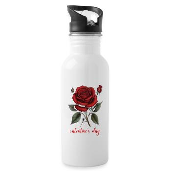 Valentine's Day - Water bottle with straw - white - Right