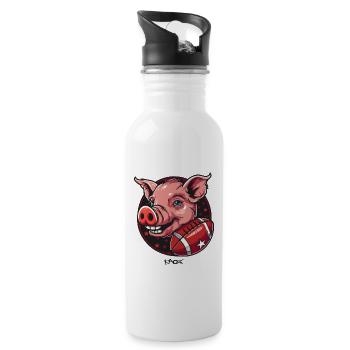American Football Pig - Water bottle with straw - white - Right