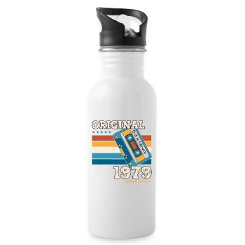 45th Birthday Husband February Vintage 1979 Cassette Tape - Water bottle with straw - white - Right