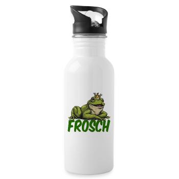 Frosch Kostüm Karneval Froschkünig Verkleidung - Trinkflasche mit integriertem Trinkhalm - Weiß - Rechts