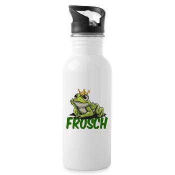 Froschkönig Frosch Kostüm Verkleidung für Karneval - Trinkflasche mit integriertem Trinkhalm - Weiß - Rechts