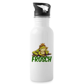 Frosch Kostüm Karneval Froschkünig Verkleidung - Trinkflasche mit integriertem Trinkhalm - Weiß - Rechts