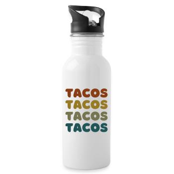 Tacos Retro - Tacos are my Valentine - Water bottle with straw - white - Right