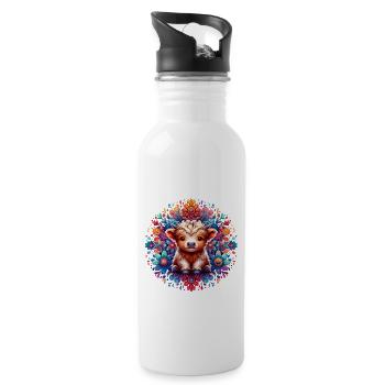 Highland Cow - Magical Meadow - Water bottle with straw - white - Right