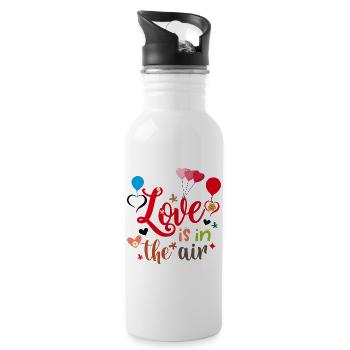 Liebe liegt in der Luft - Trinkflasche mit integriertem Trinkhalm - Weiß - Rechts