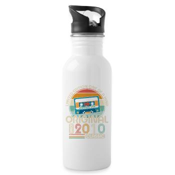 Vintage 2010 aged to perfection - Water bottle with straw - white - Right