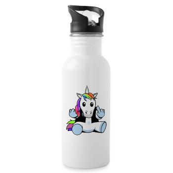Fabelwesen Fabel Einhorn Jugendliche Jugendlicher - Trinkflasche mit integriertem Trinkhalm - Weiß - Rechts