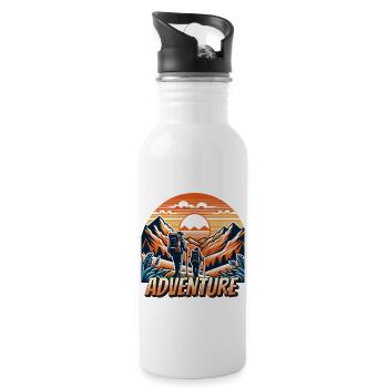 Hiking Outdoor Camping Adventure - Water bottle with straw - white - Right