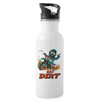 Lass uns Dreck fressen, Motocross - Trinkflasche mit integriertem Trinkhalm - Weiß - Rechts