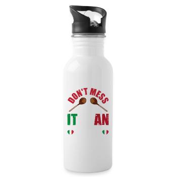 Don't Mess Italian Chef Italienische Küche - Trinkflasche mit integriertem Trinkhalm - Weiß - Rechts