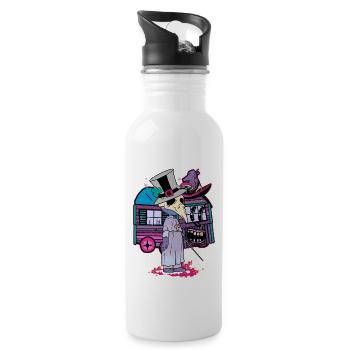Wizard Witchcraft Witches Fantasy Magic Magical Raven - Water bottle with straw - white - Right