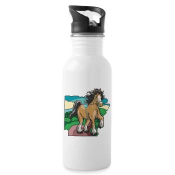 Horse riding rider rider child pony children - Water bottle with straw - white - Right