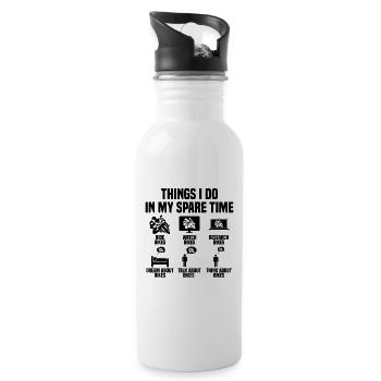 Things I do in my spare time Motorcycle - Water bottle with straw - white - Right