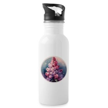 Lilac drawn - Water bottle with straw - white - Right