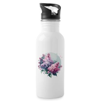 Lilac drawn - Water bottle with straw - white - Right