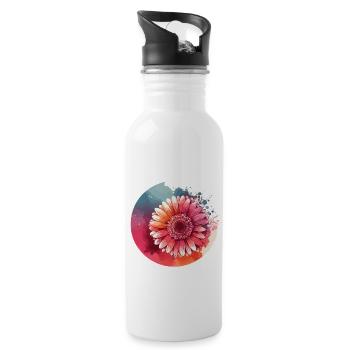 Gerbera drawn - Water bottle with straw - white - Right