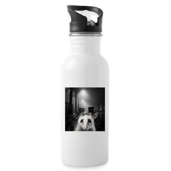 Lets eat Trash and get hit by a Car Opossum Possum - Trinkflasche mit integriertem Trinkhalm - Weiß - Rechts