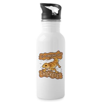 Did Someone Say Crickets Pogona Pet Lizard - Water bottle with straw - white - Right