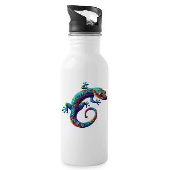 Gecko - Trinkflasche mit integriertem Trinkhalm - Weiß - Rechts