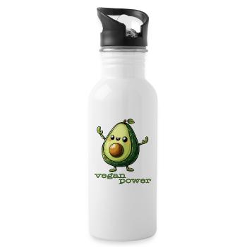 Vegan Power - Avocado - Water bottle with straw - white - Right