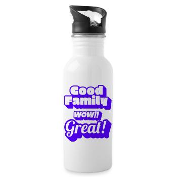 Gold Family wow!! Großartig! - Trinkflasche mit integriertem Trinkhalm - Weiß - Rechts